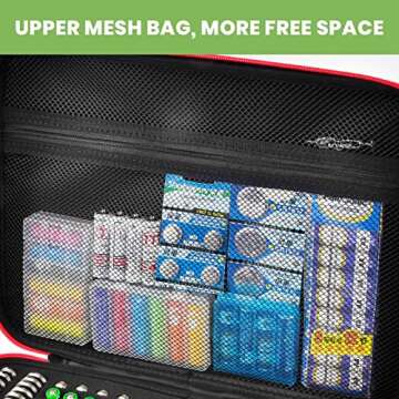 Battery Organizer with Tester for 225 Batteries (Red)