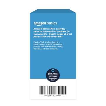 Amazon Basics Flextra Tall Kitchen Drawstring Trash Bags, Fresh Scent, 13 Gallon, 90 Count