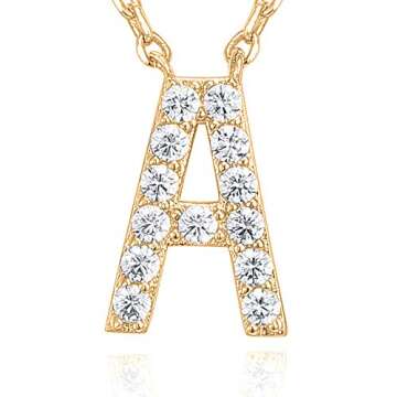 PAVOI 14K Yellow Gold Plated Cubic Zirconia Initial Necklace | Letter Necklaces for Women | A Initial