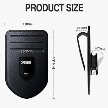 ORUNC Sunglasses Clip for Car Visor, Universal Sunglass Holder for Card Storage, Auto Interior Accessories Pocket Organizer with Eyeglass and Credit Card (Black)