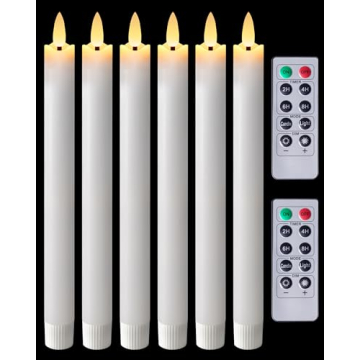 Homemory Waxy Flameless Taper Candles with Remote Timer Dimmer, Battery Operated Candlesticks Flicke...