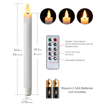 Homemory Flameless Taper Candles Set with Remote Timer