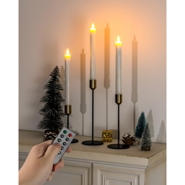 Homemory Flameless Taper Candles Set with Remote Timer