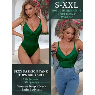 Dlsave Neon Corset Top for Women Deep V Neck Satin Bodysuit Going Out Tank Tops