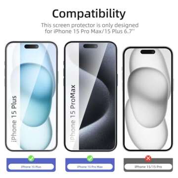 NEW'C 3 Pack Designed for iPhone 16 Plus, iPhone 15 Pro Max, iPhone 15 Plus (6.7 inches) Screen Prot...