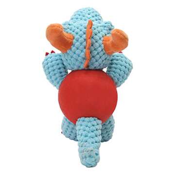 Dog Toy Plush Durable Small Dog Toys Low Stuffing Interactive Dog Plush Toys W/ Squeaker Puppy Chew Toys Reduces Boredom with Chew Guard (Small, Dino Pterosaur with squeaker rubber ball body)