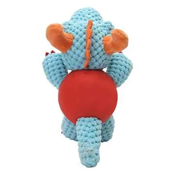 Dog Toy Plush Durable Small Dog Toys Low Stuffing Interactive Dog Plush Toys W/ Squeaker Puppy Chew Toys Reduces Boredom with Chew Guard (Small, Dino Pterosaur with squeaker rubber ball body)