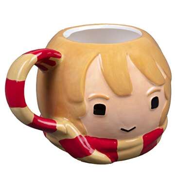 Harry Potter Hermione Granger Coffee Mug, 24 oz - Cute Chibi Design with Gryffindor Scarf Handle - O...