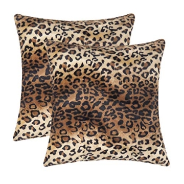 CARRIE HOME Soft Plush Leopard Print Faux Fur Decorative Throw Pillow Covers for Home Couch Sofa (Se...
