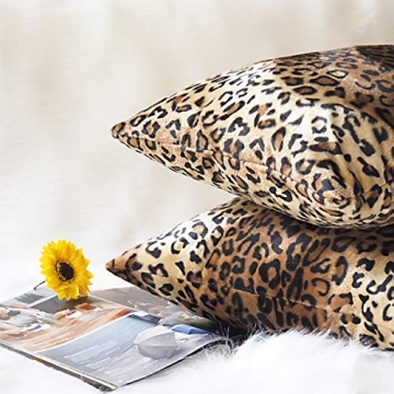 CARRIE HOME Leopard Print Decorative Pillow Covers Set