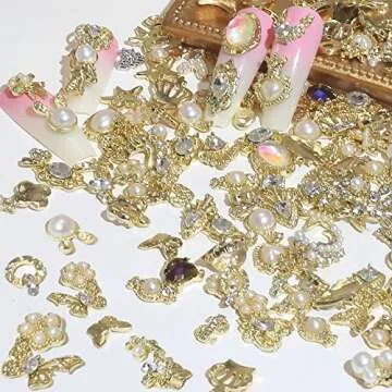 50 pcs Gold Nail Charms for Stunning Nail Art