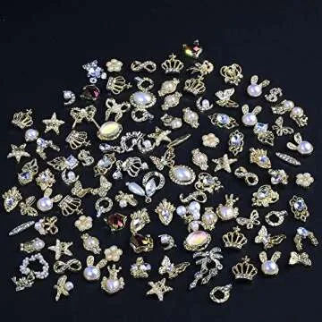 50 pcs Gold Nail Charms for Stunning Nail Art