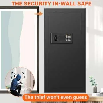 31.5" Tall Fireproof Wall Safes Between the Studs 16" Centers, Hidden Wall Safe with 3 Removable Shelf & Silent Mode, Heavy Duty Wall Mount Safe for Firearms, Money, Jewelry, Passport, Documents