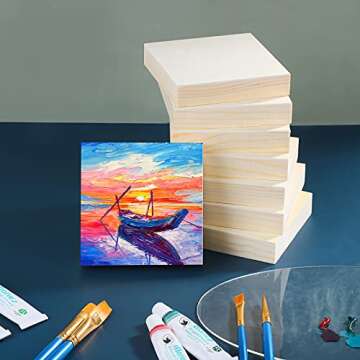 ADXCO 8 Pack 4x4 Inch Unfinished Wood Panels for Arts