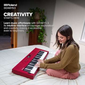 Roland GO:KEYS 3 Music Creation Keyboard | 61-Note Keyboard | Built-In Stereo Speakers | Bluetooth Audio/MIDI Support for Music Streaming - Dark Red