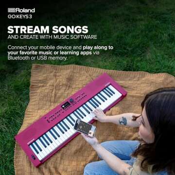 Roland GO:KEYS 3 Music Creation Keyboard | 61-Note Keyboard | Built-In Stereo Speakers | Bluetooth Audio/MIDI Support for Music Streaming - Dark Red