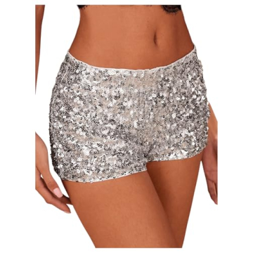 SHENHE Women's Sparkly Sequin Shorts - Sexy Y2k Glitter Rave Hot Pants