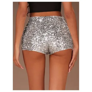 SHENHE Sparkly Sequin Shorts Sexy Y2k Glitter Rave Hot Pants