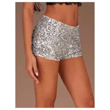 SHENHE Sparkly Sequin Shorts Sexy Y2k Glitter Rave Hot Pants