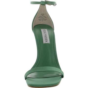 Steve Madden Women's Shaye Heeled Sandal, Green Satin, 8.5