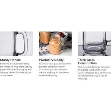 Stylish BARCONIC 16 oz Mason Jar Mug Set - 12 Pack