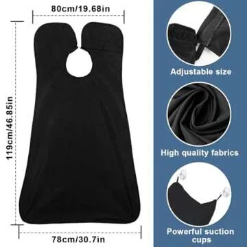 Beard Bib,Beard Apron,Beard Catcher for Men Shaving and Trimming,Non-Stick Beard Cape Grooming Cloth, with 3 Suction Cups, Valentines Day Gifts for Him Men（black）
