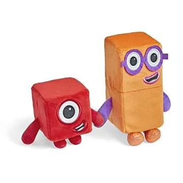 hand2mind Numberblocks One & Two Playful Pals Plush, Numbers for Toddlers, Preschool Math Learning Toys, Stuffed Animal Plushies, Counting Blocks Stuffies, Kids Birthday Gifts, Easter Basket Stuffers