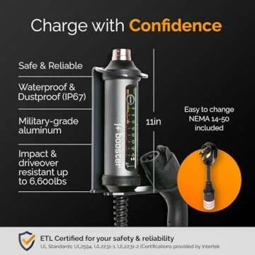 J+ 40 Amp Portable EV Charger for Home and Travel