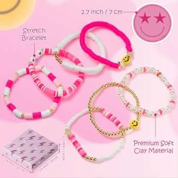 LieToi 7Pcs Preppy Heishi Bracelets Set for Women