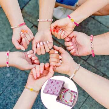 LieToi 7Pcs Preppy Heishi Bracelets Set for Women