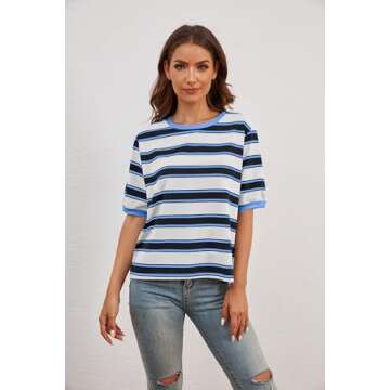 Women’s MISSACTIVER Striped Tee Shirt - Stylish Comfort Top