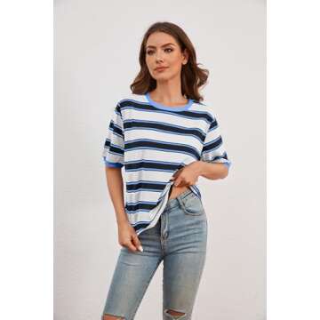 Women’s MISSACTIVER Striped Tee Shirt - Stylish Comfort Top