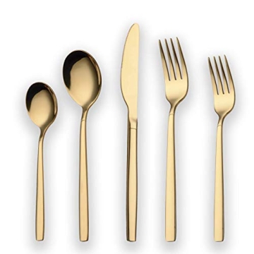 Berglander 20-Piece Titanium Gold Plated Flatware Set - Elegant Dining for 4