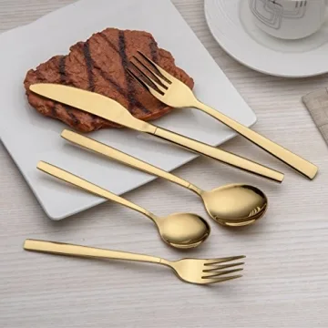 Berglander Titanium Gold Plated Flatware Set for Elegant Dining