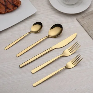 Berglander Titanium Gold Plated Flatware Set for Elegant Dining