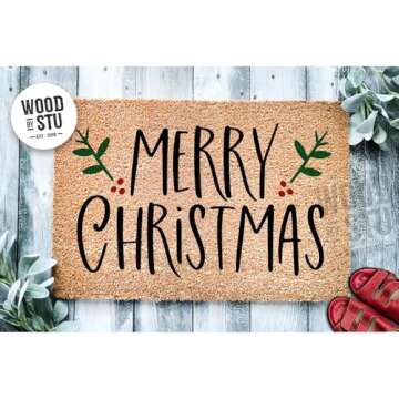 Christmas Doormat, Merry Christmas Welcome Door Mat, Premium Coconut Tufted Coir Doormat, Door Mat A...