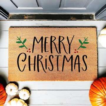 Christmas Doormat, Merry Christmas Welcome Door Mat, Premium Coconut Tufted Coir Doormat, Door Mat Available in 5 Sizes stk1574