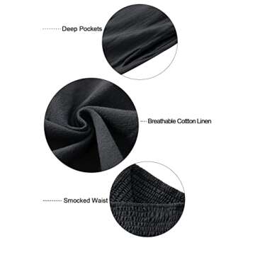 Vansha Women Summer High Waisted Cotton Linen Palazzo Pants Wide Leg Long Lounge Pant Trousers with Pocket Dark Grey XL