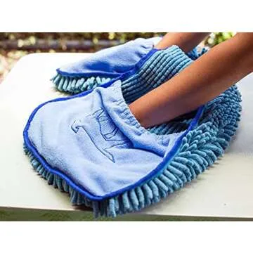 Tuff Pupper Quick Dry Towel for Dogs | Ultra Absorbent Microfiber Shammy | Extra Large 35x15 Size Dog Bath Towel | Comfortable Hand Pockets | Indoor Outdoor Use | Durable Material | Machine Washable