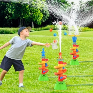 Sprinkler for Kids, Fingarden 3-in-1 Water Toys for Kids Outdoor Play, 360° Rotating Sprinkler & Ca...