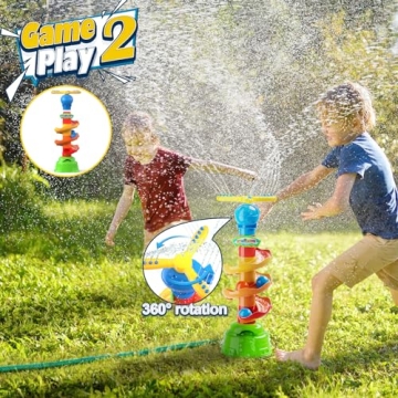 Sprinkler for Kids, Fingarden 3-in-1 Water Toys for Kids Outdoor Play, 360° Rotating Sprinkler & Catch Ball Game & Rolling Ball, Outdoor Toys for Boys Girls Age 3+