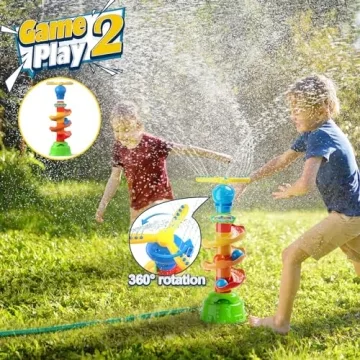 Sprinkler for Kids, Fingarden 3-in-1 Water Toys for Kids Outdoor Play, 360° Rotating Sprinkler & Catch Ball Game & Rolling Ball, Outdoor Toys for Boys Girls Age 3+