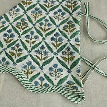 Ridhi Christmas Tree Skirt Floral Block Print Nature Color Christmas Tree Skirt in Cotton, Decoration for Xmas Home Holiday Seasonal Decors (Sea Green, 70 Inch or 177.8 cms)