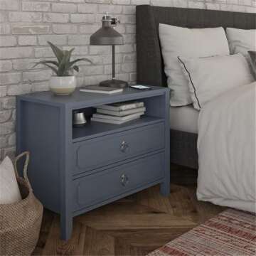 Novogratz Her Majesty 2 Drawer Nightstand, Blue