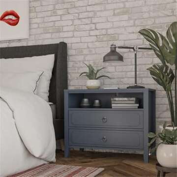 Novogratz Her Majesty 2 Drawer Nightstand, Blue