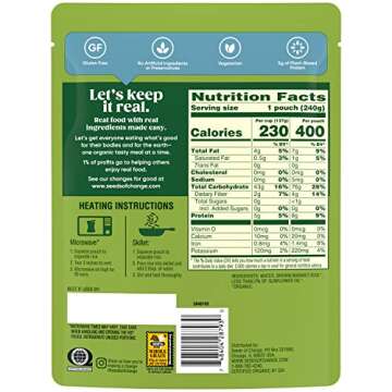 SEEDS OF CHANGE Organic Rice Variety Pack Quinoa and Brown Rice with Garlic & Whole Grain Brown Basmati Rice 8.5 oz. (Pack of 6)