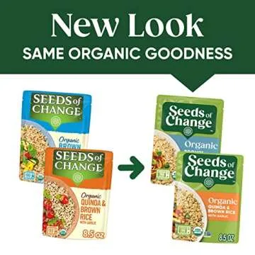 SEEDS OF CHANGE Organic Rice Variety Pack Quinoa and Brown Rice with Garlic & Whole Grain Brown Basmati Rice 8.5 oz. (Pack of 6)