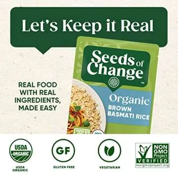 SEEDS OF CHANGE Organic Rice Variety Pack Quinoa and Brown Rice with Garlic & Whole Grain Brown Basmati Rice 8.5 oz. (Pack of 6)