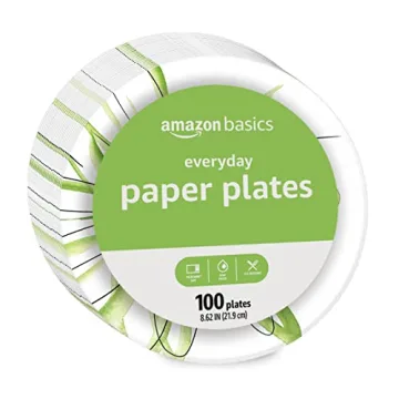 Amazon Basics Everyday Paper Plates Disposable 8.62 Inch