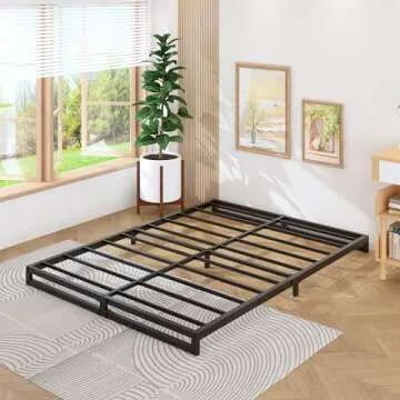 Lutown-Teen 6 Inch King Size Bed Frame Sturdy Mattress Foundation, Heavy Duty Metal Platform with Steel Slats Support No Box Spring Needed, Noise Free, Easy Assembly, Black